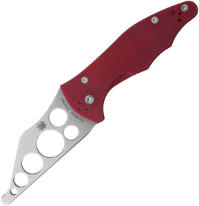 Spyderco Yojimbo 2 Trainer Red Handle Blunt Tip Hole Folding Blade Knife 85TR2