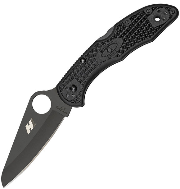 Spyderco Salt 2 Lockback Plain Folding Drop Blade Black FRN Handle Knife 88PBBK2