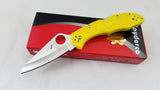 Spyderco Salt 2 Satin H1 Steel Folding Blade Yellow FRN Handle Knife 88PYL2