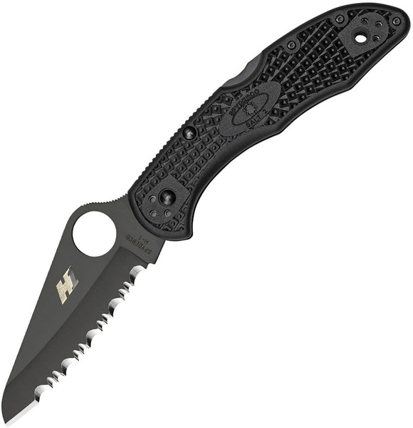 Spyderco Salt 2 Lockback Black Serrated Folding Blade FRN Handle Knife 88SBBK2