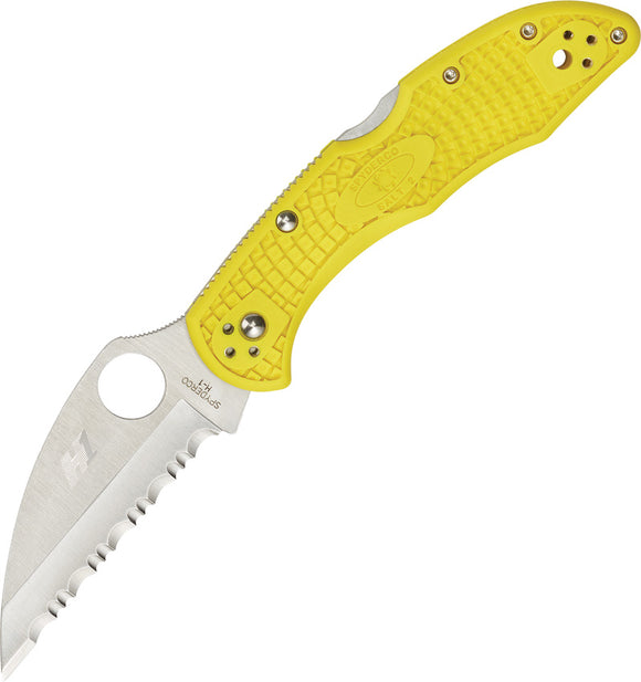 Spyderco Salt 2 Lockback Yellow Handle Serrated H1 Steel Folding Knife 88SWCYL2