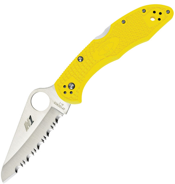 Spyderco Salt 2 Stainless Serrated H1 Steel Blade Yellow FRN Handle Knife 88SYL2