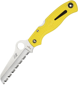 Spyderco Atlantic Salt Lockback Folding Serrated Blade Yellow Handle Knife 89SYL