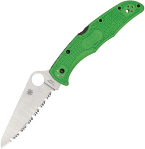 Spyderco Pacific Salt 2 Green Lockback LC 200 N Steel Serrated Folding Knife 91fsgr2