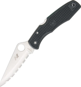 Spyderco Pacific Lockback Steel Folding Serrated Blade Black Handle Knife 91SBK