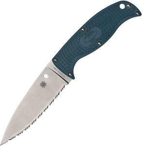 Spyderco Enuff 2 Blue FRN Bohler K390 Serrated Fixed Blade Knife FB31SBL2K390