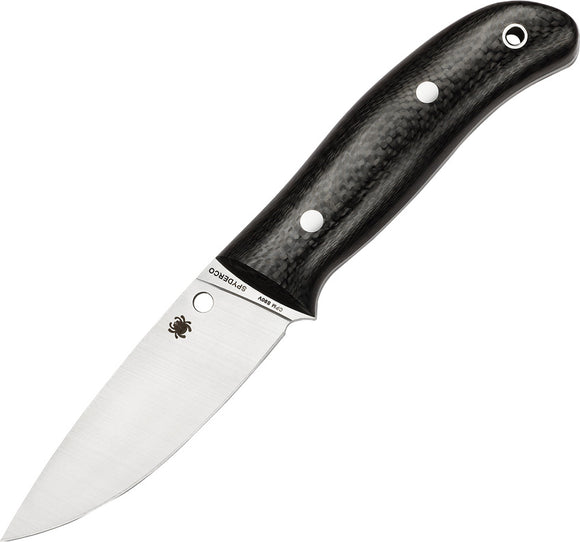 Spyderco Proficient Plain Stainless Fixed Drop Blade Carbon Fiber Handle Knife FB36CFP