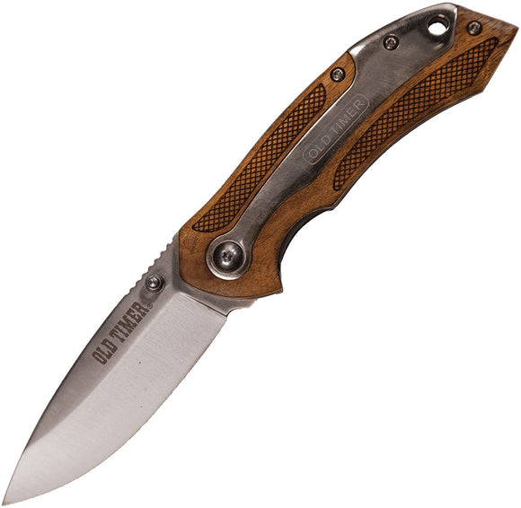 Schrade Old Timer Linerlock A/O Brown Wood Handle Folding Knife 1084276