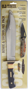 Schrade 2pc Old Timer Fixed Blade Bowie and Snowblind Folding Knife Set 1112444