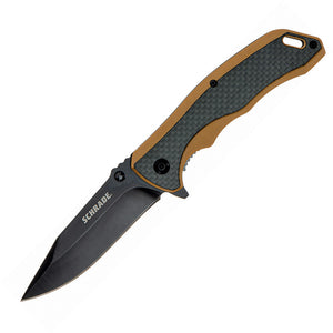 Schrade Ultra Glide Linerlock Brown G10 + Carbon Fiber Folding Knife 1121082