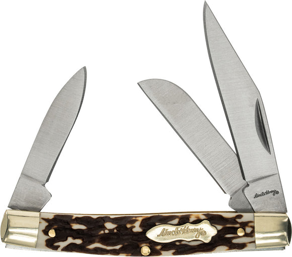 Schrade Rancher Next Gen Folding Pocket Knife Brown Staglon Stainless 1136002