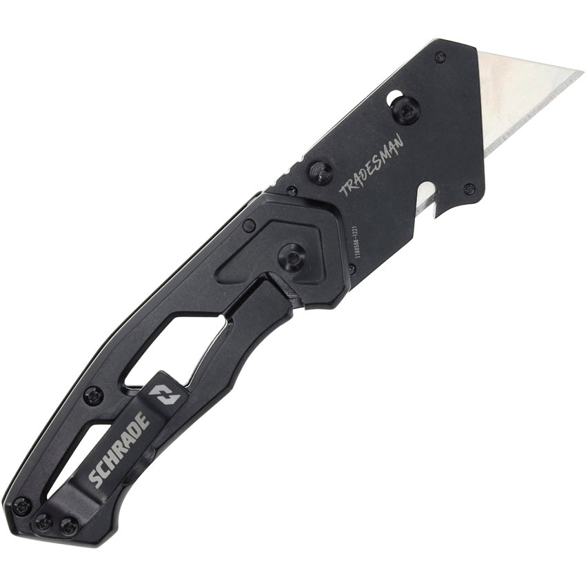 Schrade Tradesman Framelock Black Stainless Folding Razor Blade Pocket ...