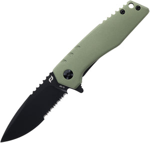 Schrade Artillery Folding Pocket Knife Linerlock Green Aluminum AUS-10A 1159312