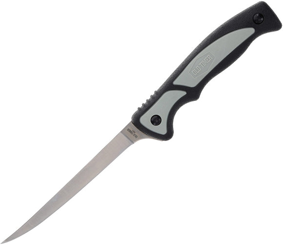 Schrade Trail Boss Fillet Grey & Black TPE Stainless Fixed Blade Knife 1166380