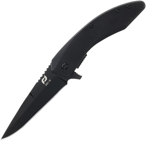 Schrade Landshark Folding Pocket Knife Linerlock Black G10 AUS-10A 1182506