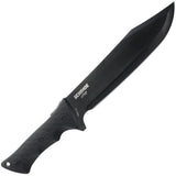 Schrade Leroy Black Smooth Rubber AUS-8 Steel Fixed Blade Knife 1182516