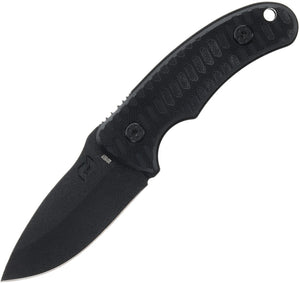 Schrade Wolverine Mini Smooth Black G10 65Mn Steel Fixed Blade Knife 1182519