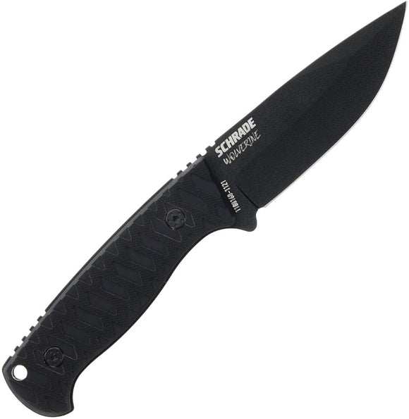 Schrade Bitterroot Black Smooth G10 AUS-10A Steel Fixed Blade Knife 1182520