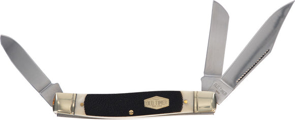 Schrade Old Timer Stockman Black Sawcut Bone Folding Steel Pocket Knife 1187291