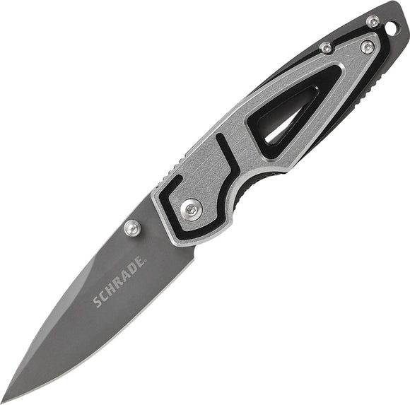 Schrade Gray Aluminum Linerlock Folding Pocket Knife with Titanium Drop Pt Blade EDC 224