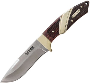 Schrade Old Timer Fixed Blade (4") Stainless Full Tang Checkered Wood Knife 30OT