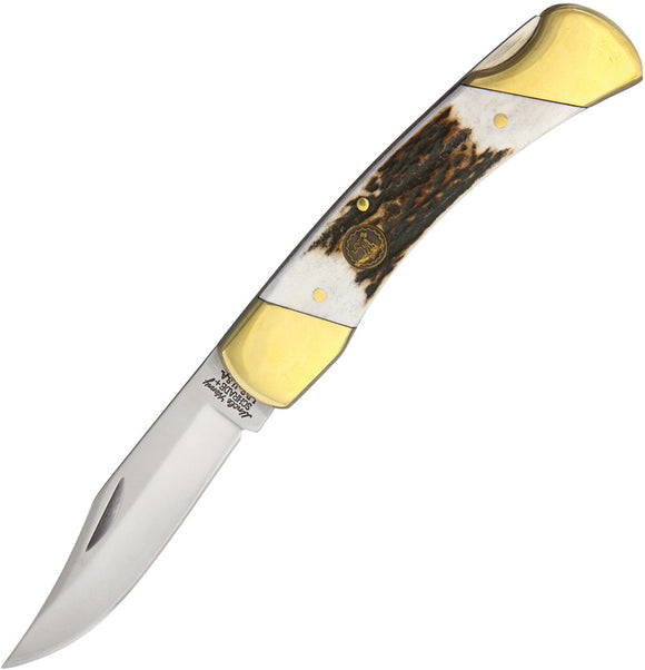 Schrade 100th Anniv Stag Lockback Genuine Stag Folding Knife SCH4