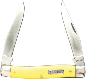 Schrade Old Timer Muskrat Yellow Dual Clip Blade Folding Knife 77OTY