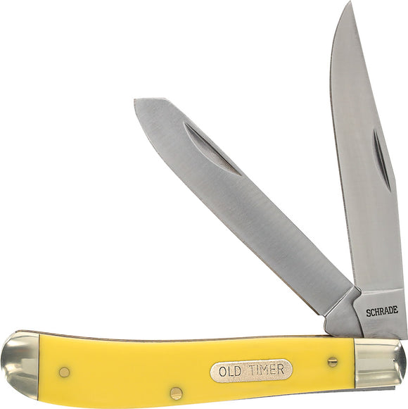 Schrade Old Timer Trapper Yellow Delrin Folding 7Cr17MoV Pocket Knife 94OTYCP