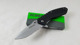 Schrade 7" Black Linerlock Combo Folding Pocket Knife w/ Pocket Clip 958e