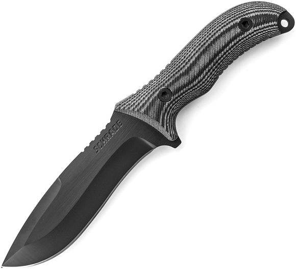 Schrade Survival Knife Drop Point Full Tang Black Fixed Blade with Molle Sheath - f10