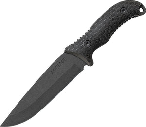 Schrade Fixed Blade (6") 1095HC Black Full Tang Knife W/ Sharpener F38