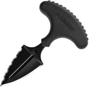 SCHRADE 2.75" Black Partially Serrated Edge Push Dagger Fixed Blade Knife w/ Keychain - F50