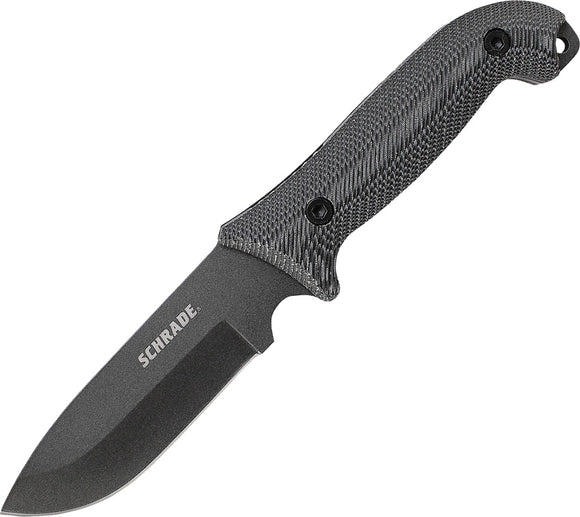 Schrade Frontier Black/Grey Smooth Micarta Carbon Steel Fixed Blade Knife F51M