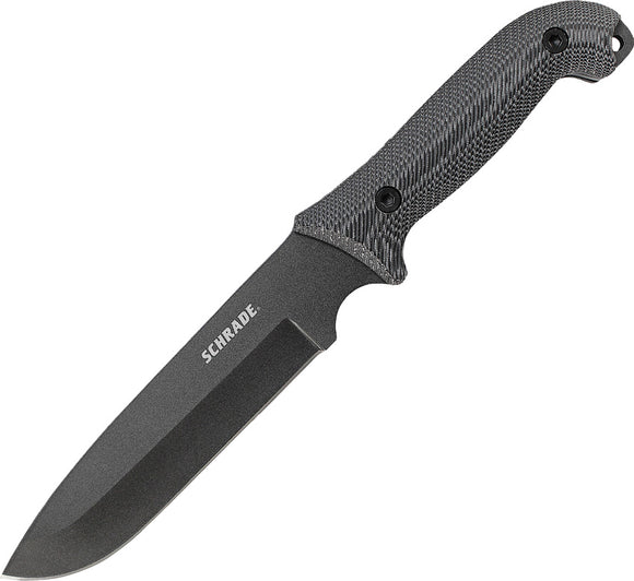 Schrade Frontier Black Micarta Full Tang Fixed Blade Knife 1095HC W/ Ferro Rod F52M