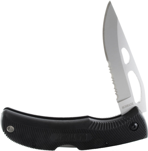 Schrade Old Timer Lockback Folding Knife 1/2 Serrated Black Rubber - MA4S