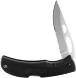 Schrade Old Timer Lockback Folding Knife 1/2 Serrated Black Rubber - MA4S