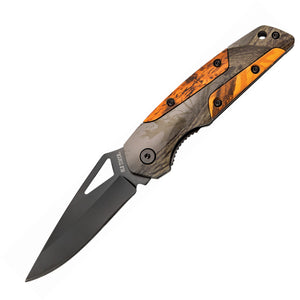 Schrade Badger Linerlock Orange & Gray Camo Black Folding Knife 1100103