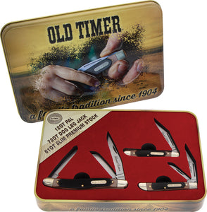 Schrade Old Timer Gift 3 piece Brown Derlin Folding Knife Set 1105604