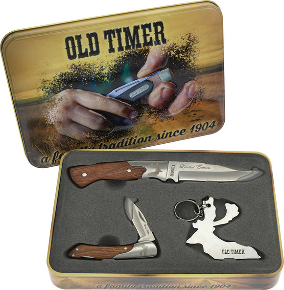 Schrade Old Timer 3 piece Wood Handle Knife Gift Set 1105608