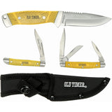 Schrade Old Timer 3 piece Yellow Knife Gift Set  1105609