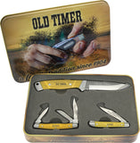 Schrade Old Timer 3 piece Yellow Knife Gift Set  1105609