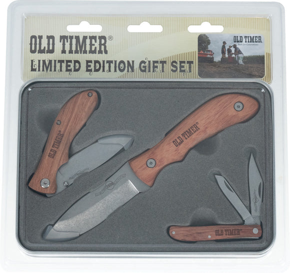 Schrade Old Timer 3PC Wod Handle Knife Gift Set 1130046