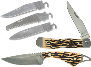 Schrade 7" Fixed Blade Skinner & Switch-It 4pc Folding Knife Combo + Sheath 1157959