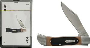 Schrade Brown Sawcut Delrin Folding Pocket Knife + Playing Card Set 1158651