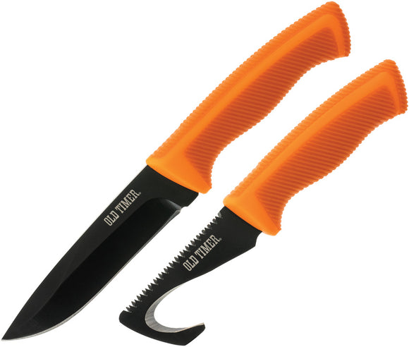 Schrade 2 pc Orange Fixed Blade Hunting Knife Pack + Black Sheath 1158664