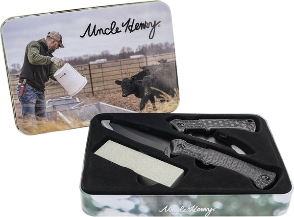 Uncle Henry 2 Piece Fixed Blade Knife Gift Set w/ Sharpening Stone