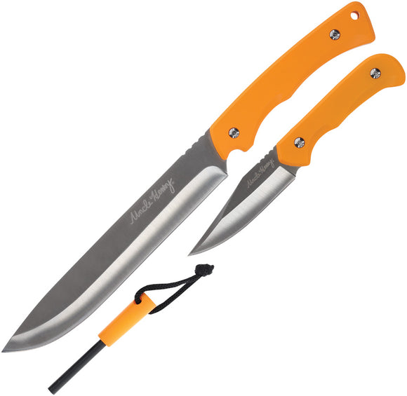 Schrade Uncle Henry Set Orange ABS Stainless Fixed Blade Knives P1183293