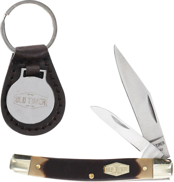 Schrade Old Timer Trapper Brown Delrin Folding Stainless Pocket Knife P1188051