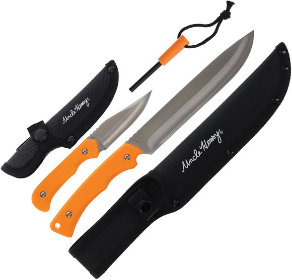 Schrade Uncle Henry Fixed & Fire Starter Orange Polymer Combo Set 1200435