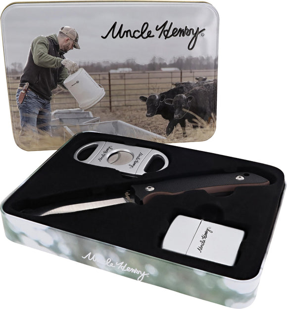 Schrade Uncle Henry Fixed Blade Staglon & Cigar Cutter Gift Set 1200439